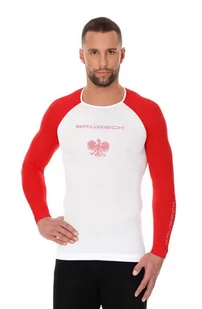 Koszulka termoaktywna męska z długim rękawem Brubeck 3D Husar PRO LS13190 biało-czerwony - Koszulki sportowe męskie - miniaturka - grafika 1