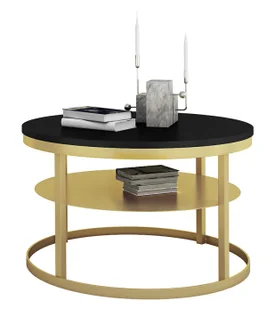 Stolik kawowy z metalową półką złoty + czarny N0-H83 - Ławy i stoliki kawowe Stolik kawowy z metalową półką złoty + czarny N0-H83 - Ławy i stoliki kawowe - miniaturka - grafika 1