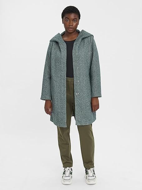 VERO MODA SZARY PŁASZCZ Z KAPTUREM I JEDNORZĘDOWY PLUS SIZE 52 16FA