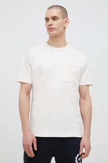 Koszulki męskie - New Balance t-shirt bawełniany kolor beżowy gładki - grafika 1