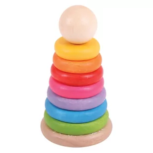 Bigjigs Toys Nakładanie na tyczkę - Kolorowy manekin BB098 - Zabawki interaktywne dla dzieci - miniaturka - grafika 1