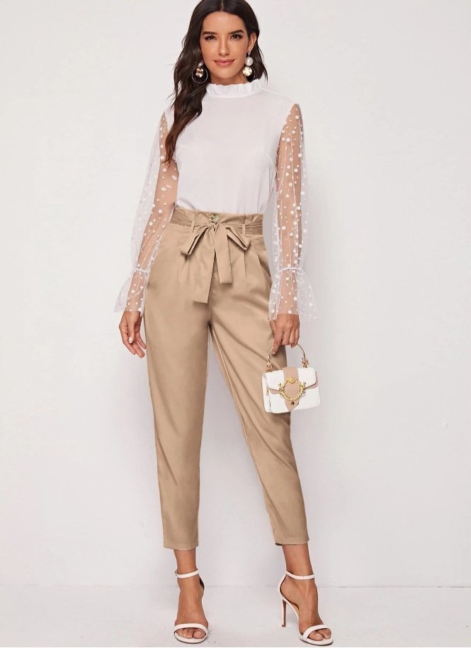 SHEIN DAMSKIE BEŻOWE ELEGANCKIE SPODNIE 38 VBD