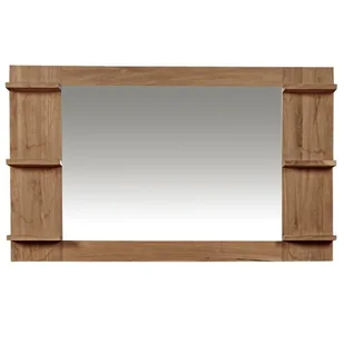 Lustro Amal z ramą z drewna tekowego i półką 90 cm - Lustra - miniaturka - grafika 1