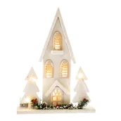Ozdoby bożonarodzeniowe - Drewniany domek LED Christmas cottage biała, 36 x 27 x 7 cm - miniaturka - grafika 1