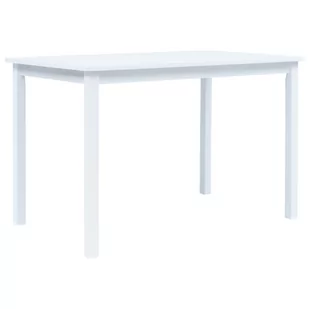 vidaXL Stół biały, 114 x 71 x 75 cm, lite drewno kauczukowca - Stoły - miniaturka - grafika 1