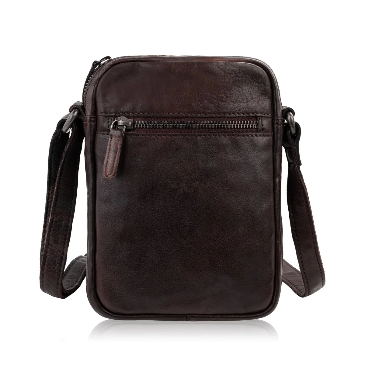 Saszetka męska skórzana brązowa na ramię washed leather Paolo Peruzzi SL-03-CSBR