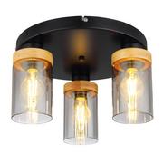 Lampy sufitowe - Globo Finca 15557-3D plafon lampa sufitowa 3x40W E27 dymiony/drewniany - miniaturka - grafika 1