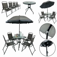 Meble ogrodowe - Komplet Mebli Ogrodowych Balkon Ogród Taras Stół Parasol Chile 4Os Szary - miniaturka - grafika 1