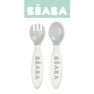 Sztućce dla dzieci - Beaba Sztućce plastikowe w etui grey Beaba - miniaturka - grafika 1
