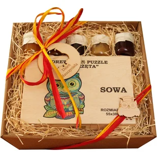 Eleganckie prezenty na święta PUZZLE DREWNIANE SOWA Prezent dla pracowników firm prezent dla fana puzzli Kreatywny prezent - Zestawy upominkowe - miniaturka - grafika 1