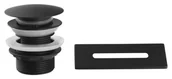 Akcesoria do armatury i ceramiki - AQUALINE Zestaw - maskownica przelewu i korek wannowy 1"1/2 klik-klak kolor CZARNY MAT do wanien TIBERA oraz TAJO TF9005B - miniaturka - grafika 1