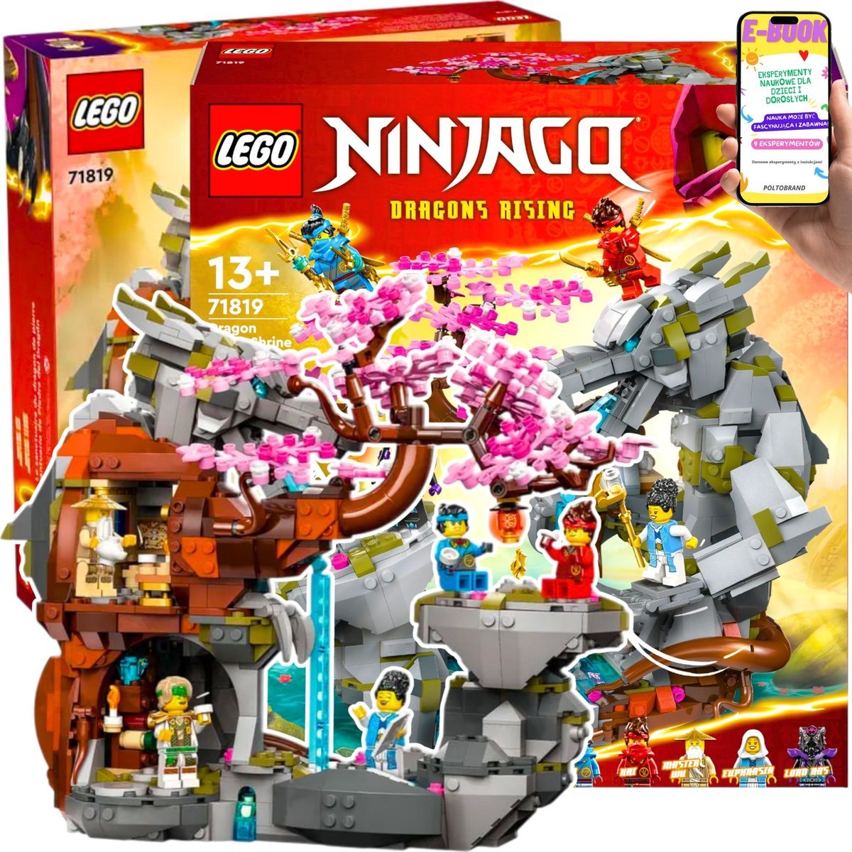 DUŻE LEGO® NINJAGO Świątynia Smoczego Kamienia • zestaw ninja z minifigurkami (71819) epickie bitwy i przygody Lego Dla Chłopca Na Urodziny + EBOOK