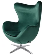 Taborety i hokery - Fotel Egg Szeroki Velvet ciemny zielony. 18 - welu - miniaturka - grafika 1