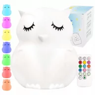 Lampy stojące - Lampka Nocna Sowa Dzieci Kolorowa Silikon + Pilot - miniaturka - grafika 1