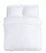 Pościel - 240x200/220 RUFFLES biały mikroperkal kpl pościeli - miniaturka - grafika 1