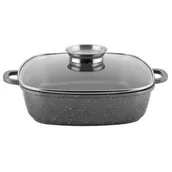 Brytfanny - Florina Brytfanna aluminiowa niska Vulcano kwadrat z pokrywką 28 x 7,5 cm 3,5 l szara 1B0502 - miniaturka - grafika 1