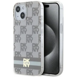 Oryginalne Etui IPHONE 15 PLUS / 14 PLUS DKNY Hardcase IML Checkered Mono Pattern & Printed Stripes MagSafe (DKHMP15MHCPTSE) beżowe - Etui i futerały do telefonów - miniaturka - grafika 1