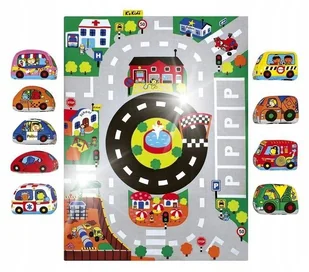 Mata z samochodzikami - do zabawy miasto ze szkołą i strażą pożarną - Maty edukacyjne - miniaturka - grafika 1