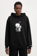 Bluzy damskie - Karl Lagerfeld bluza bawełniana IKON damska kolor czarny z kapturem wzorzysta B1W20030 - miniaturka - grafika 1