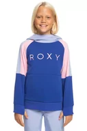 Bluzy dla dziewczynek - Roxy bluza dziecięca LIBERTY GIRL OTLR kolor niebieski z kapturem z nadrukiem - miniaturka - grafika 1
