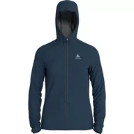 Bluzy damskie - Odlo Damska bluza z kapturem Midlayer Run Easy 365, Blue Wing Turkusowy Melange, XS - miniaturka - grafika 1