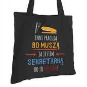 Torby i wózki na zakupy - Torba Bawełniana dla Sekretarki Czarna Prezent ekologiczna Trwały Nadruk - miniaturka - grafika 1