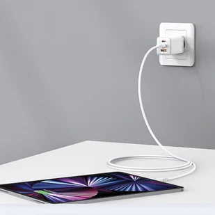 USAMS Ład. siec. 2xUSB-C+1xUSB 65W (only head) GaN PD3.0 +QC3.0 Fast Charging niebieski/gradient blue Sandru Series CC180TC04 (US-CC180) - Ładowarki do telefonów - miniaturka - grafika 6