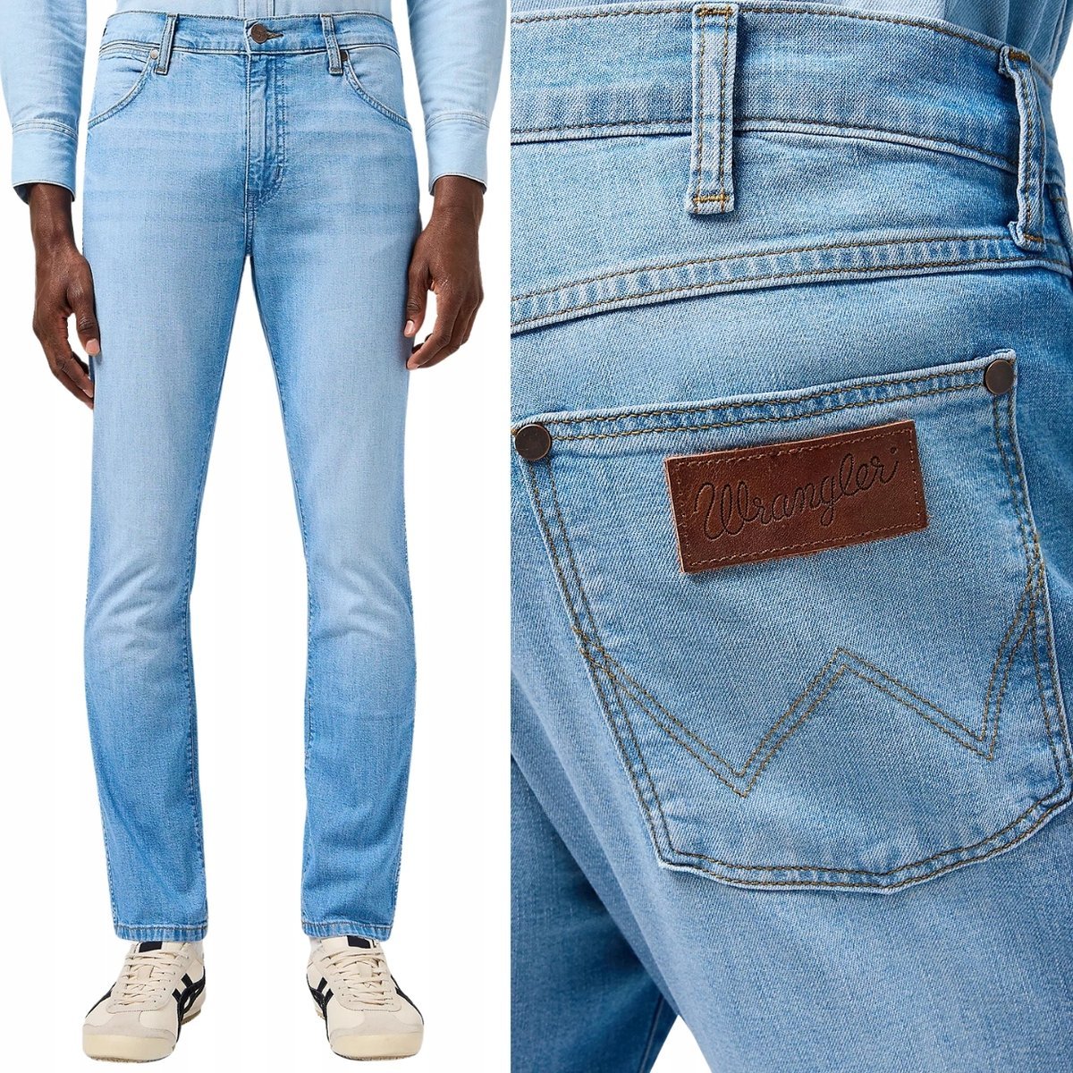 Wrangler LARSTON SLIM Slate LIGHTWEIGHT cienkie spodnie jeansowe W32 L32