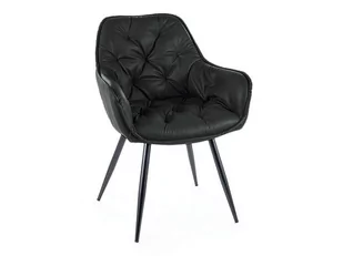 Krzesło do salonu CHERRY czarne skóra syntetyczna SIGNAL - Krzesła - miniaturka - grafika 1
