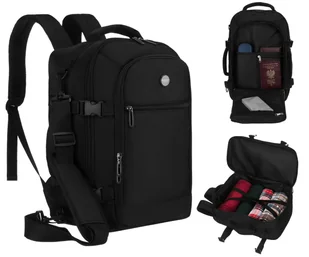 Plecak podróżny bagaż kabinowy podręczny 40x20x25 do samolotu torba podróżna z paskiem na ramię Peterson czarna - Torebki damskie Plecak podróżny bagaż kabinowy podręczny 40x20x25 do samolotu torba podróżna z paskiem na ramię Peterson czarna - Torebki damskie - miniaturka - grafika 1