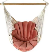 Fotele ogrodowe wiszące - Elior Krzesło brazylijskie z podwójną poduszką brudny róż - Milis - miniaturka - grafika 1