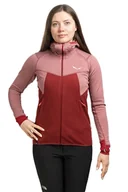 Bluzy damskie - Bluza puez hybrid pl full zip hoody women-syrah melange - SALEWA - miniaturka - grafika 1