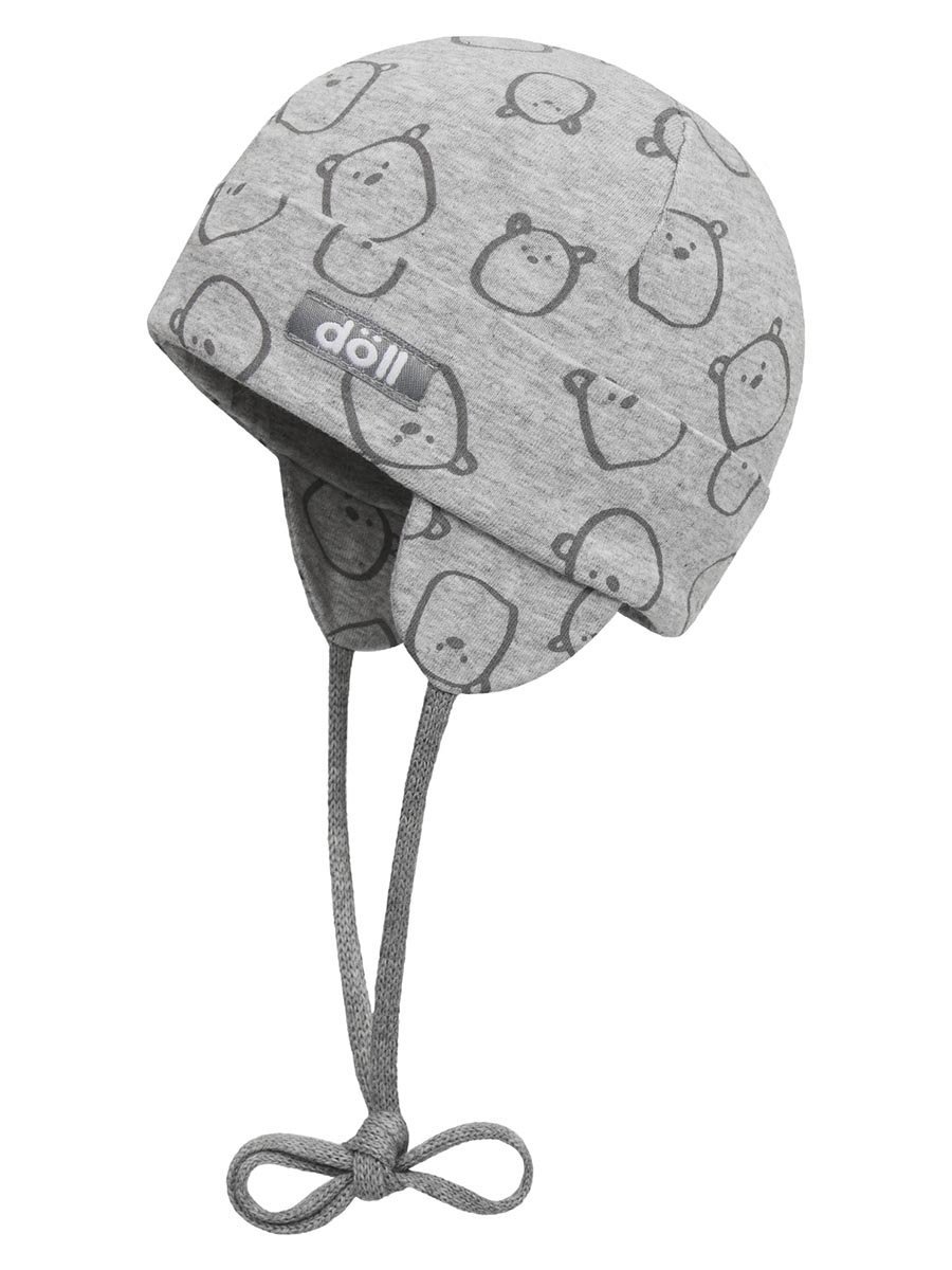 Niemowlęca czapka wiązana szara Doll