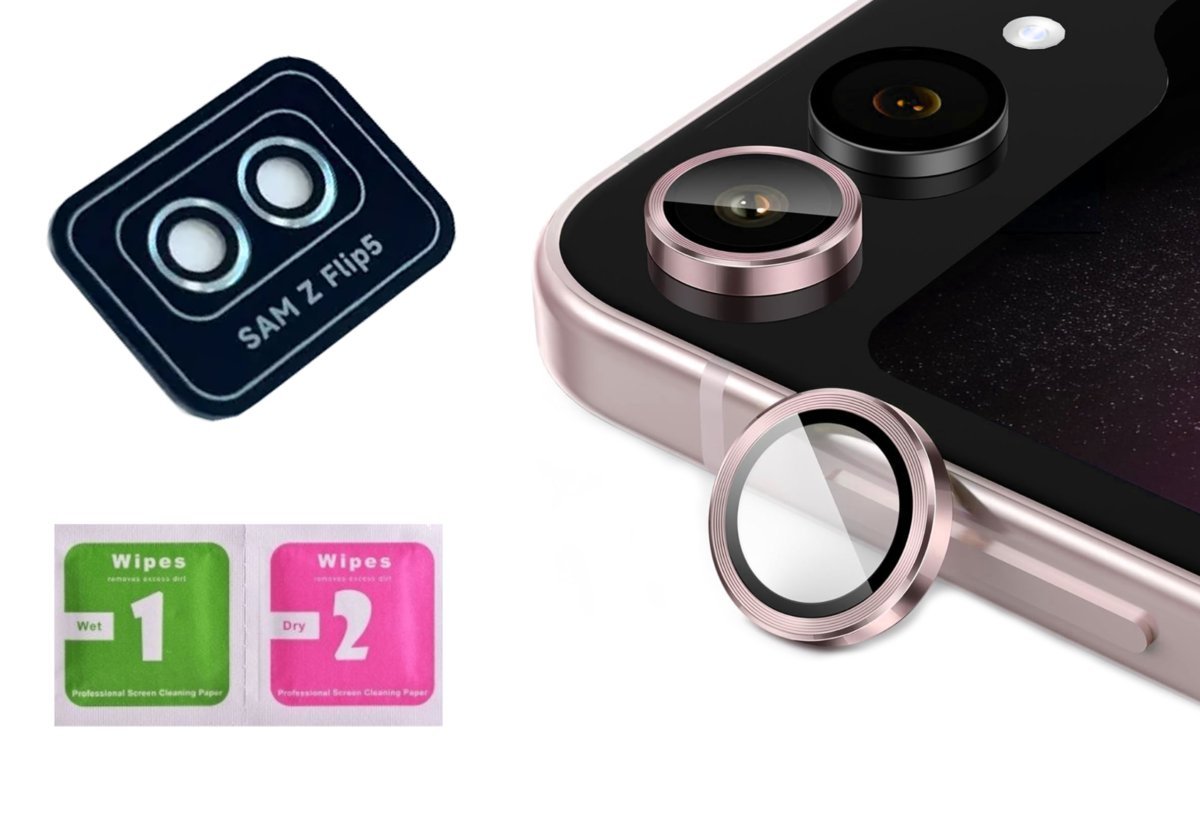 Szkło na aparat do SAMSUNG GALAXY Z FLIP 5 różowy ring ochrona obiektywu