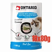 Mokra karma dla kotów - ONTARIO Herb kurczak z makrela, ryz, rozmaryn w sosie opak. 18x80g saszetka dla kota (213-35370) - miniaturka - grafika 1