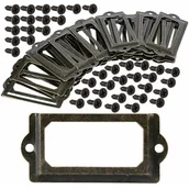 Zawiasy, okucia i inne akcesoria - 30 szt. metalowych uchwytów na etykiety ze śrubami, 70 x 33 mm, do szuflad szafek, uchwyty na etykiety w kolorze brązu vintage ze śrubami - miniaturka - grafika 1