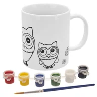 Kubki - Kubek do malowania z farbkami porcelanowy sowa 330 ml - miniaturka - grafika 1