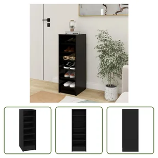 The Living Store Szafka na buty czarna 31,5x35x90 cm Materiał drewnopochodny - Szafki na buty - miniaturka - grafika 1