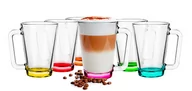 Kubki - 6x Kubek Szklany Z Uchem 250ml Dno Mix Kolor, Kawa Herbata - miniaturka - grafika 1