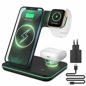 Ładowarki do telefonów - Cavn Bezprzewodowa Ładowarka 3 W 1, Kompatybilna Z Iphone 13, 12, 11 Pro Max/Xs/Xr/X/8+, Iwatch Ultra / 8/7/6/Se/ 5/4/3/2, Airpods Pro/2/3, Galaxy S.. - miniaturka - grafika 1