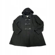 Płaszcze damskie - Czarny płaszcz damski rozpinany GUESS logo L - miniaturka - grafika 1