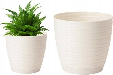 Form-Plastic Doniczka z podstawką kremowa 22,5x21cm plastikowa