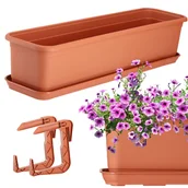 Donice - Skrzynka balkonowa z podstawką i uchwytami Evron 60 cm, terrakota - miniaturka - grafika 1