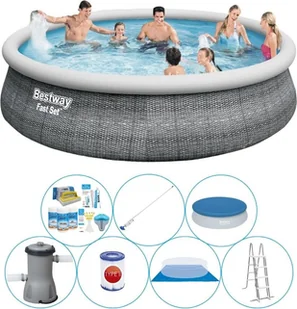 Zestaw basenowy - Bestway Fast Set 457x107 cm okrągły - rattanowy - Baseny ogrodowe - miniaturka - grafika 1