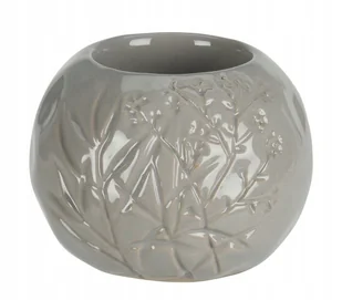 Świecznik porcelanowy ozdobny szary 8,8 x 7,2 cm - Świeczniki - miniaturka - grafika 1