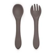 Sztućce dla dzieci - Petite&Mars Take&Match Silicone Cutlery sztućce Bitter Cocoa 6m+ 2 szt. - miniaturka - grafika 1