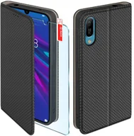 Etui i futerały do telefonów - Etui z klapką do Huawei Y6 2019 Zamykane Czarne Futerał + Szkło 9H - miniaturka - grafika 1