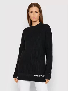 Swetry damskie - Tommy Jeans Sweter Lofty DW0DW10995 Czarny Slim Fit - grafika 1