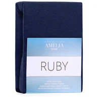 Pościel - AmeliaHome AmeliaHome Prześcieradło z gumką Frotte Granatowe RUBY 140-160x200+30 cm - miniaturka - grafika 1