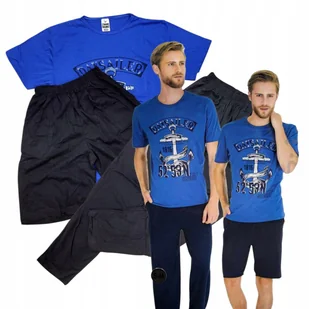 3 Częściowy Komplet Męski L Xl Piżama Bawełna Shorty Spodnie Prezent 40 42 - Piżamy damskie 3 Częściowy Komplet Męski L Xl Piżama Bawełna Shorty Spodnie Prezent 40 42 - Piżamy damskie - miniaturka - grafika 1